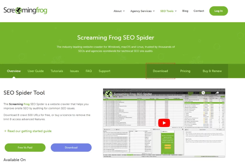 Screaming Frog SEO Spider Homepage