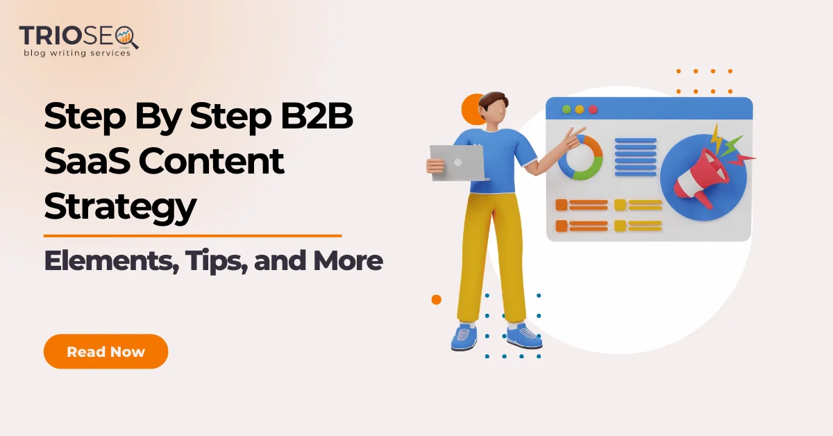 Featured Image - Step By Step B2B SaaS Content Strategy - Elements, Tips, and More